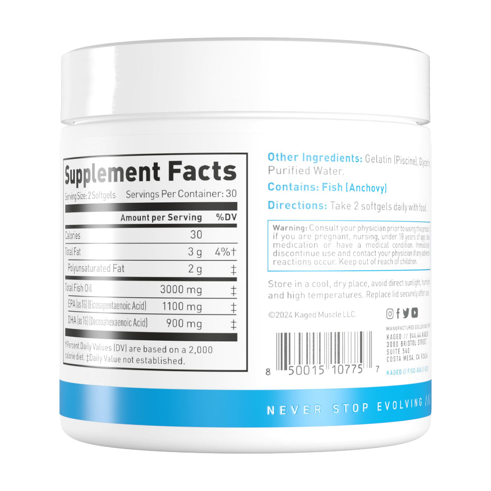 Close-up of ultra-pure softgels and packaging