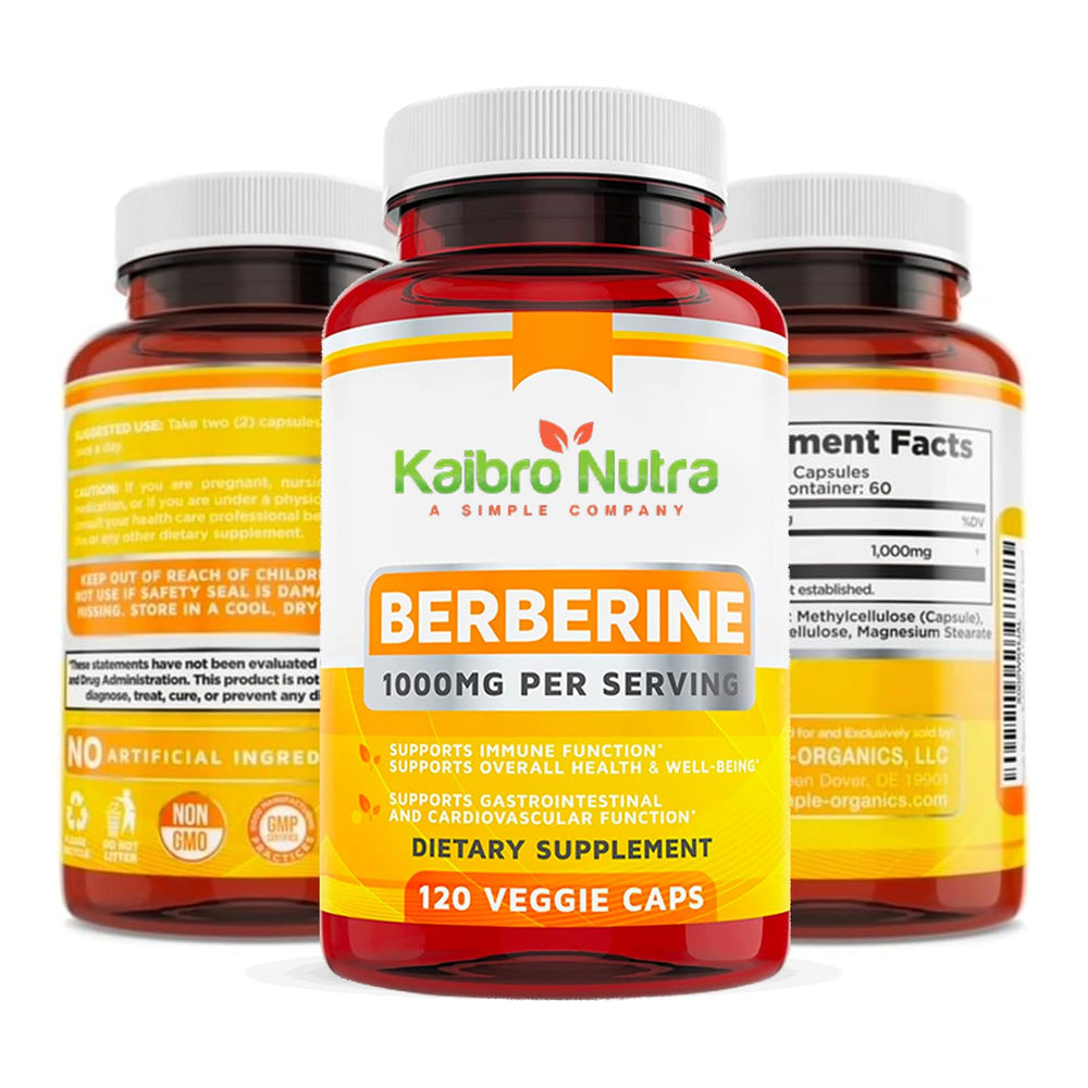 Berberine HCl vegan gluten-free capsules in bottle