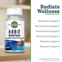 Vitamin B6, B12 and folate blend in ActivMelt tablets with berry flavor