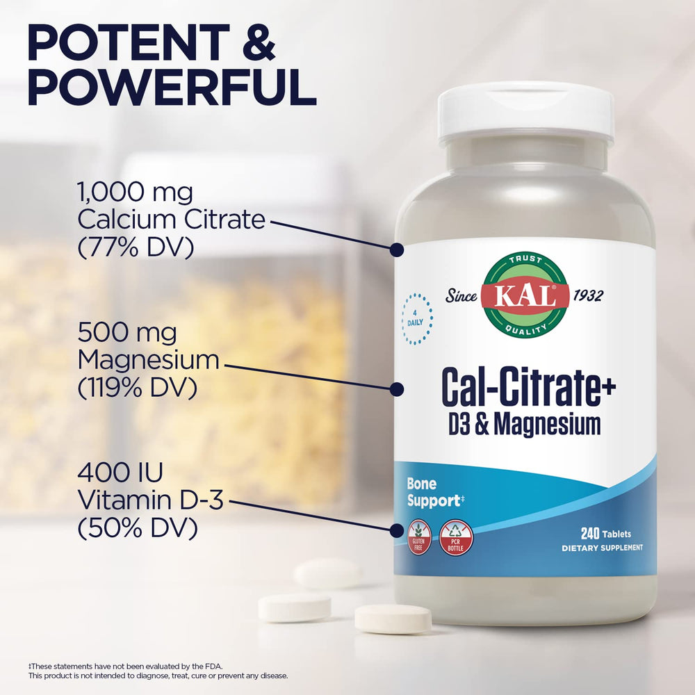 Gluten-free badge on KAL Cal-Citrate+ packaging