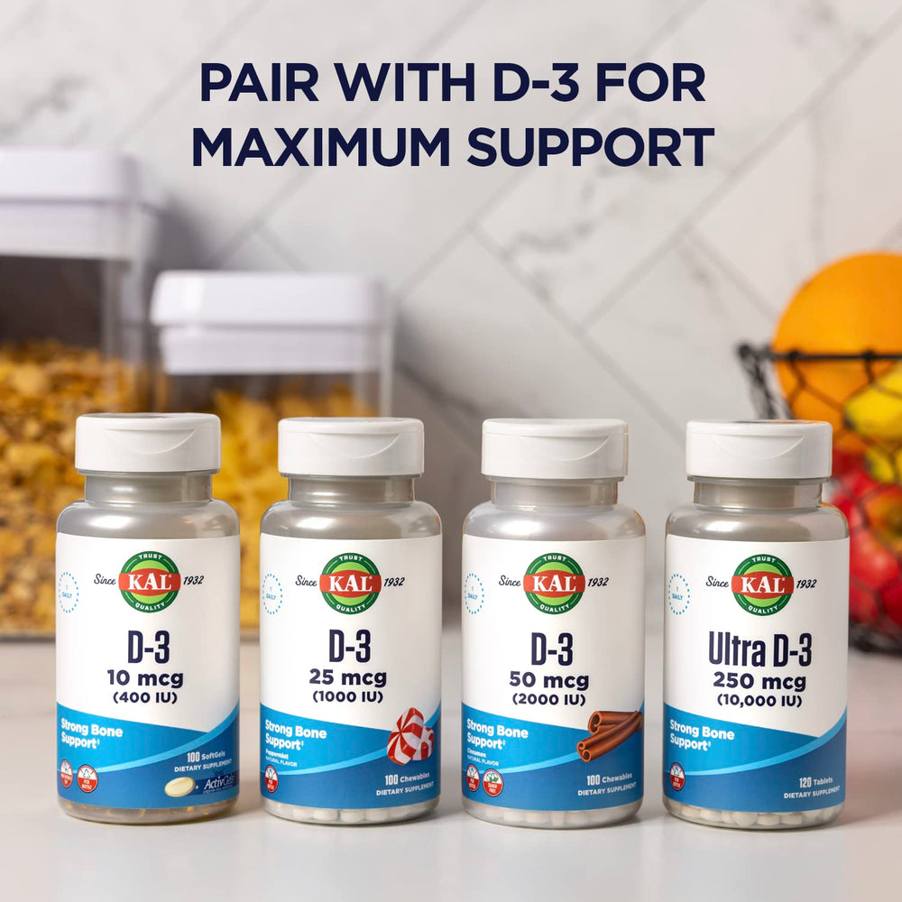 60 servings per bottle with 180 calcium tablets