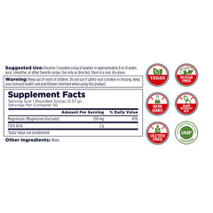 Measuring scoop with unflavored magnesium glycinate powder