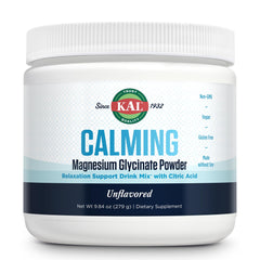 KAL Calming Magnesium Glycinate Powder bottle with unflavored label