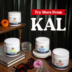 Product packaging box and canister for KAL Calming Magnesium Powder Blueberry
