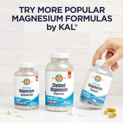 Bottle of KAL Vitamin D3 & Magnesium Glycinate with 90 vegan capsules
