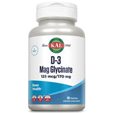 KAL Vitamin D3 & Magnesium Glycinate bottle with BioPerine - hero image