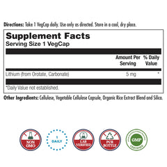Close-up of VegCap showing 5 mg Lithium content