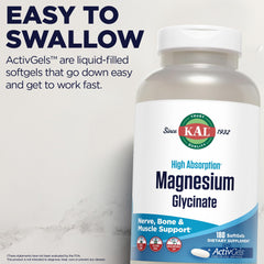 KAL Magnesium Glycinate ActivGels bottle and packaging front