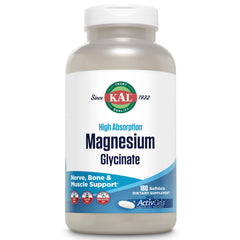 Front view of KAL Magnesium Glycinate ActivGels bottle with label