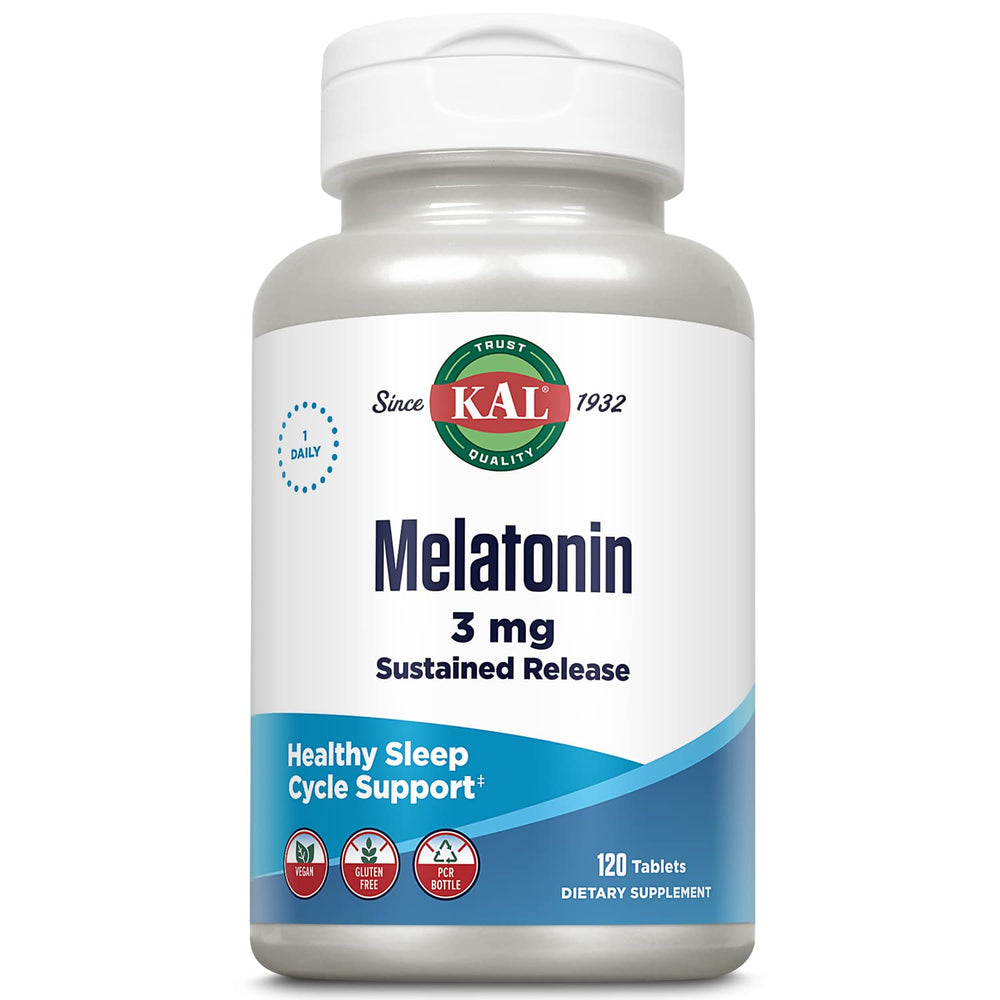 KAL Melatonin 3mg Sustained Release bottle with 120 tablets