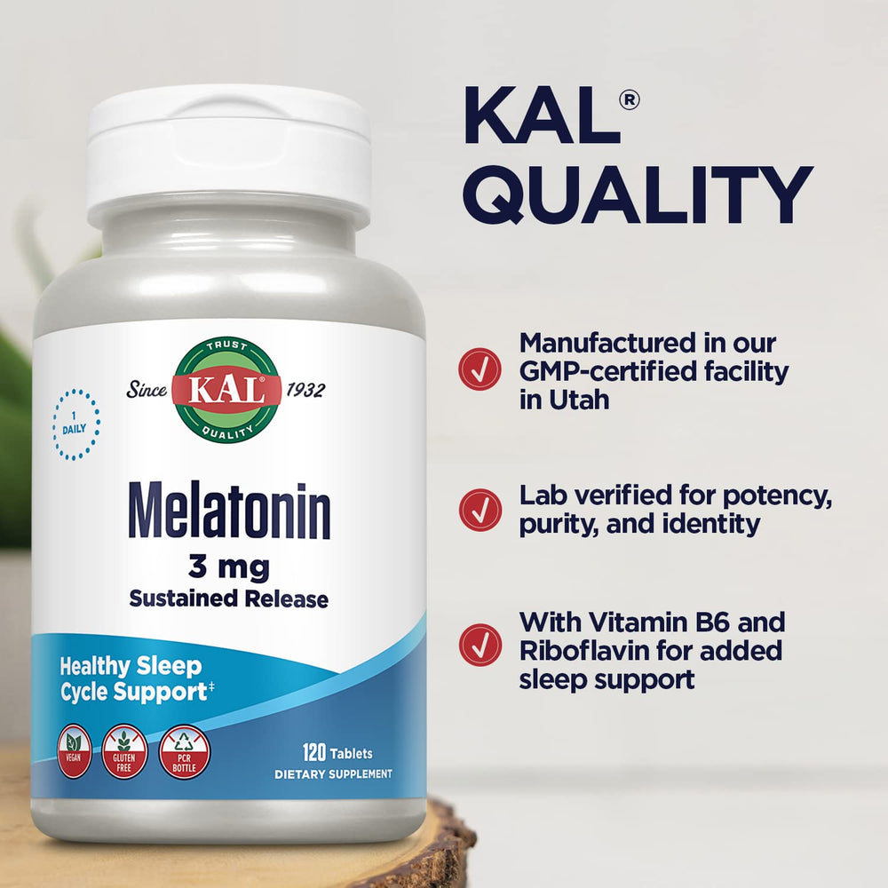 Vegan and gluten-free labeling on KAL Melatonin