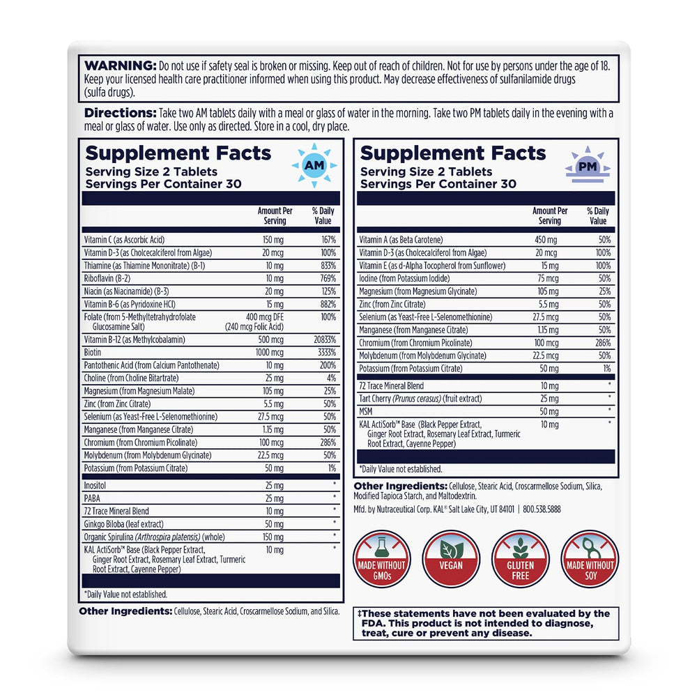 KAL Plus 50+ packaging showing vegan and GMO-free labeling