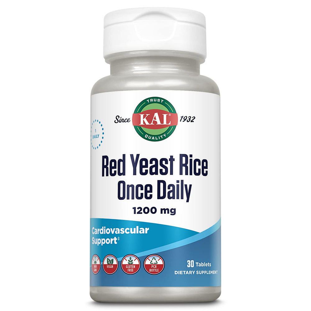KAL Red Yeast Rice Once Daily 1200mg bottle – front view