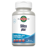 KAL Silica Plus bottle showing 90 servings with vegan and gluten-free labels
