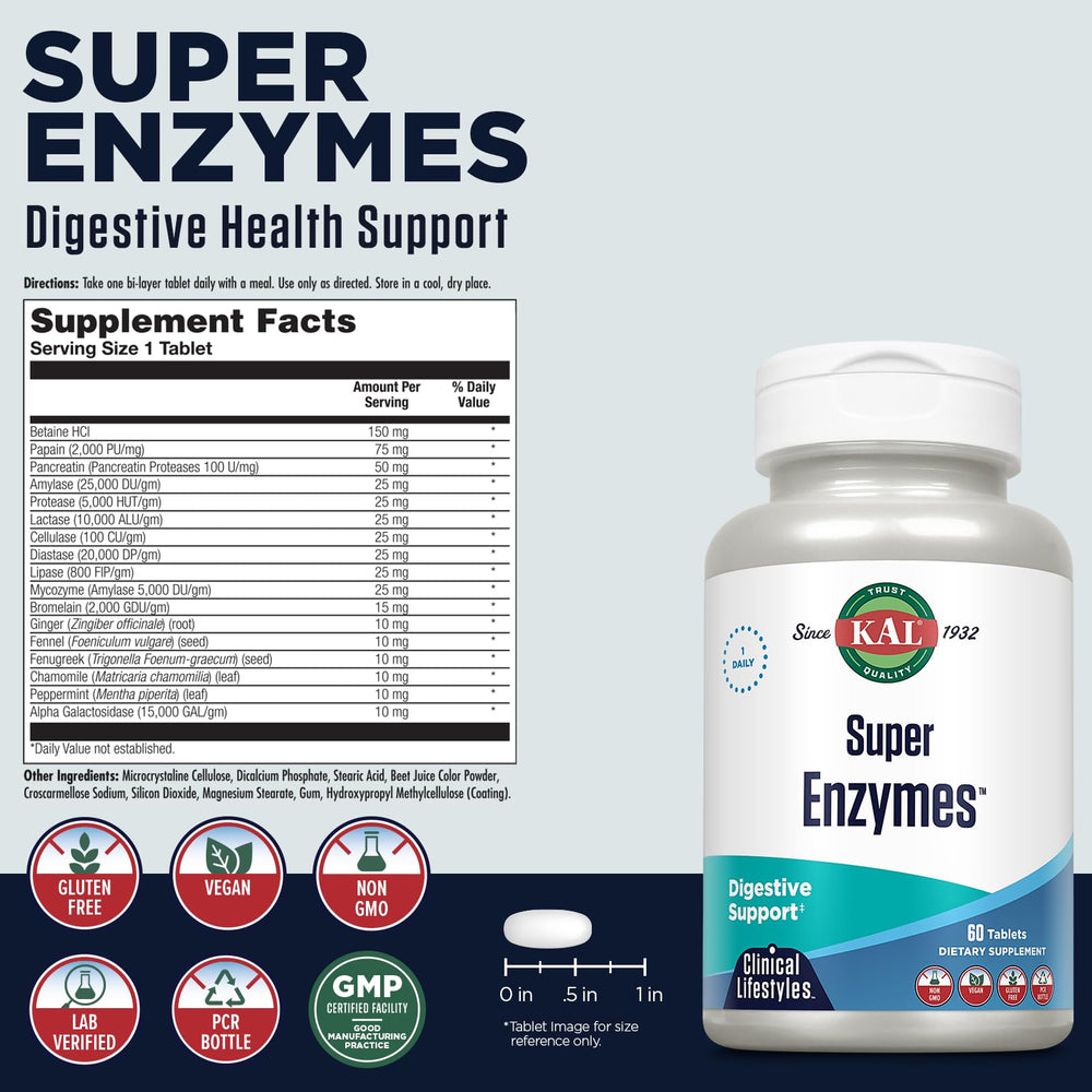 Kal Super Enzymes bottle side view with label