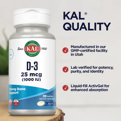 Ingredients label for Kal Vitamin D3 ActivGel