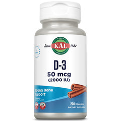 KAL Vitamin D3 Chewables Cinnamon flavor bottle – front view