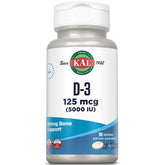 Kal Vitamin D3 5000 IU softgels bottle front view