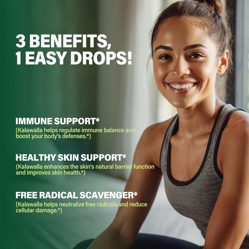 Back label of Kalawalla Drops 2oz bottle