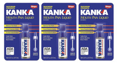Boxed set of Kank-A Mouth Pain Liquid (pack of 3) with bottles visible