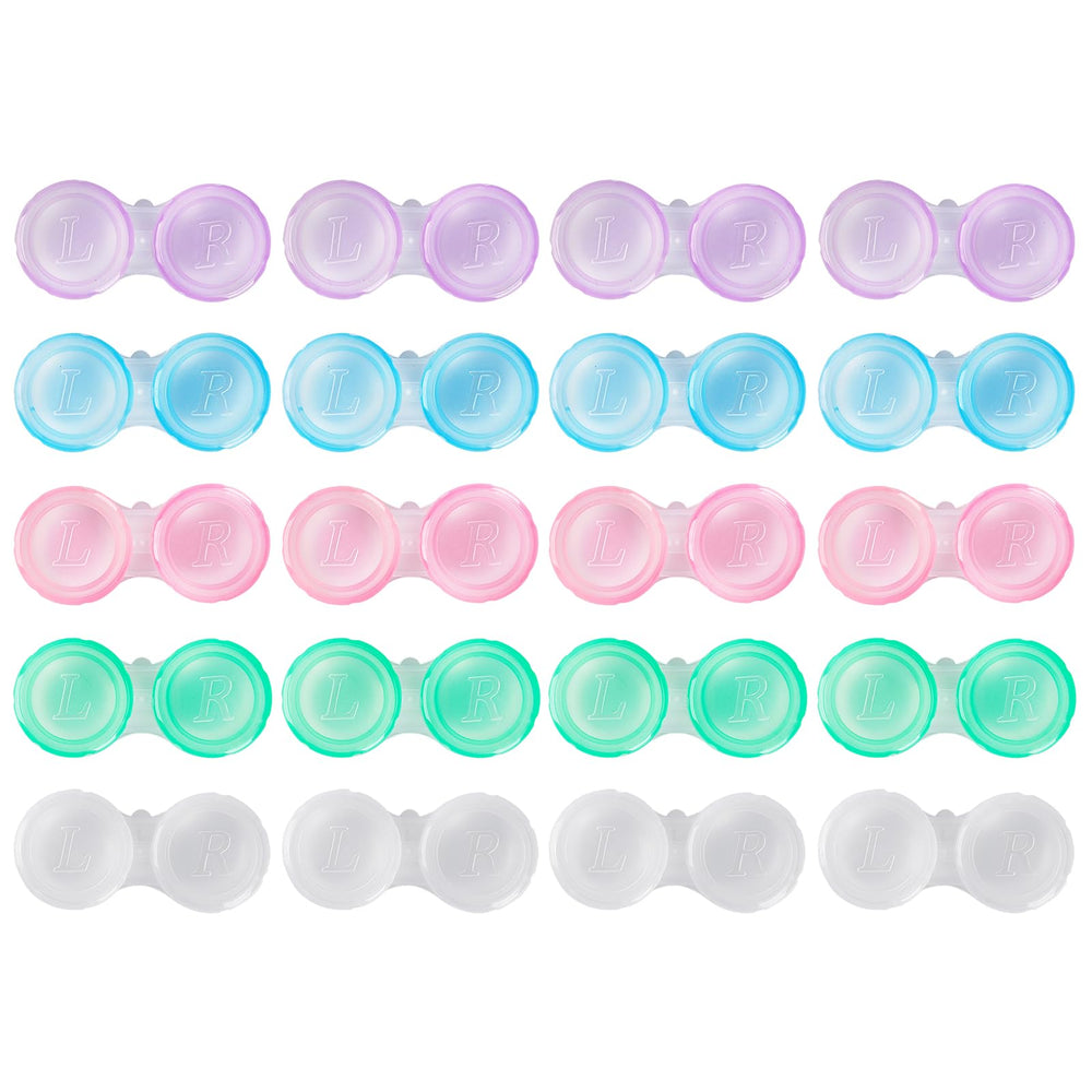 KAOPET 20-pack contact lens cases showing transparent and colored options