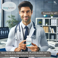 150 vegan capsules packaging for Kappa Magbrain Magnesium L-Threonate