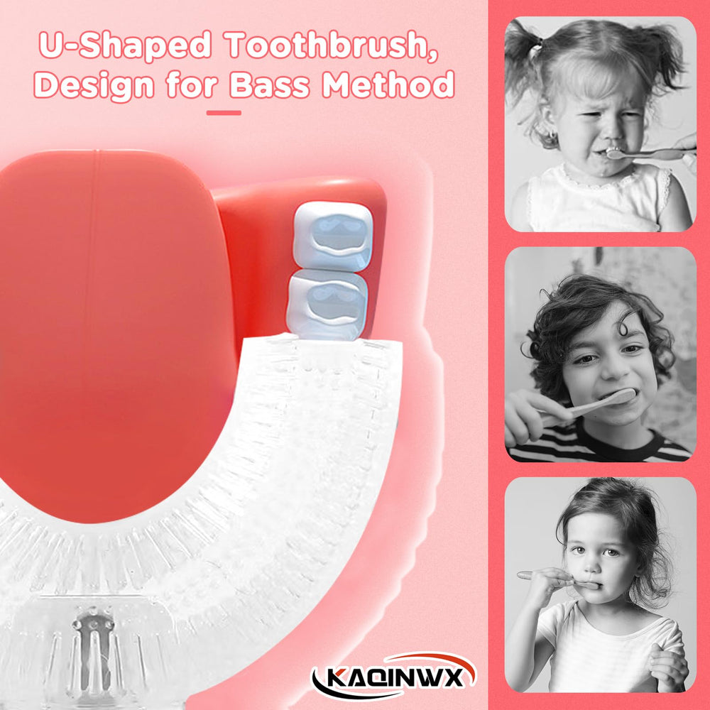 KAQINWX Kids U-Shaped Dinosaur Design toothbrush side view