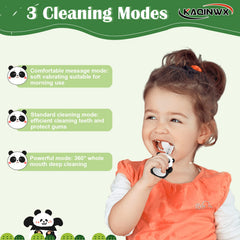 Close-up of panda design on KAQINWX kids toothbrush
