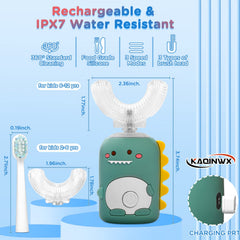 Soft silicone brush heads in three sizes for ages 2-5 and 6-12