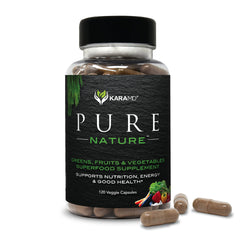 KaraMD Pure Nature Greens, Fruits & Veggies supplement bottle
