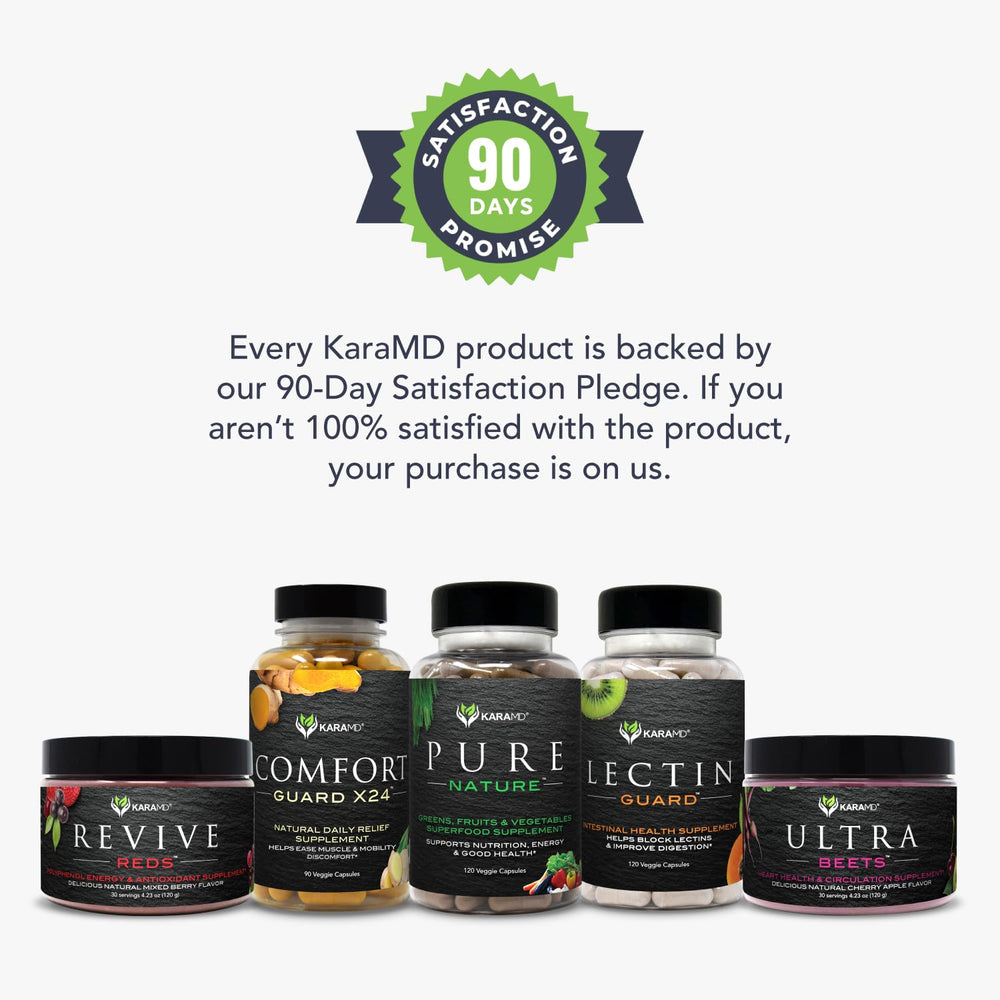 90-day money-back guarantee badge for KaraMD Pure Nature