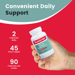 Illustration of enteric-coated enzyme delivery