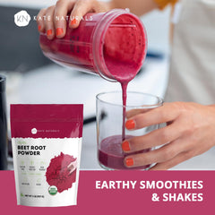 Beet root powder scoop measuring servings for shakes and meals