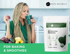 Resealable 2 lb container of Kate Naturals Spirulina Powder