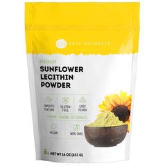 Kate Naturals Sunflower Lecithin Powder container - 16oz, non-GMO, soy-free