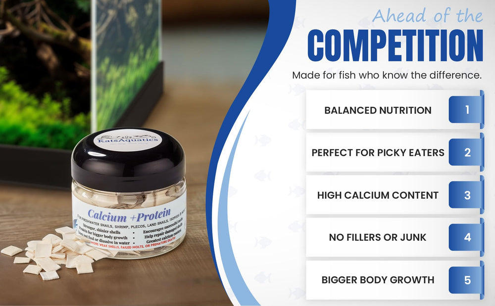 Calcium and protein tablet sinking in an aquarium