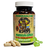 Kava capsules bottle on a white background