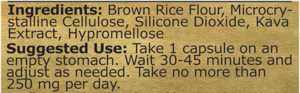 Graphic concept illustrating 50mg kavalactones per capsule