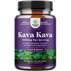 Kava Kava Root Extract 1000mg bottle on white background