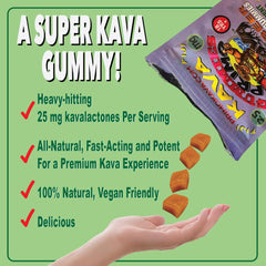 Relaxed person with bottle of Kava Kava Gummies