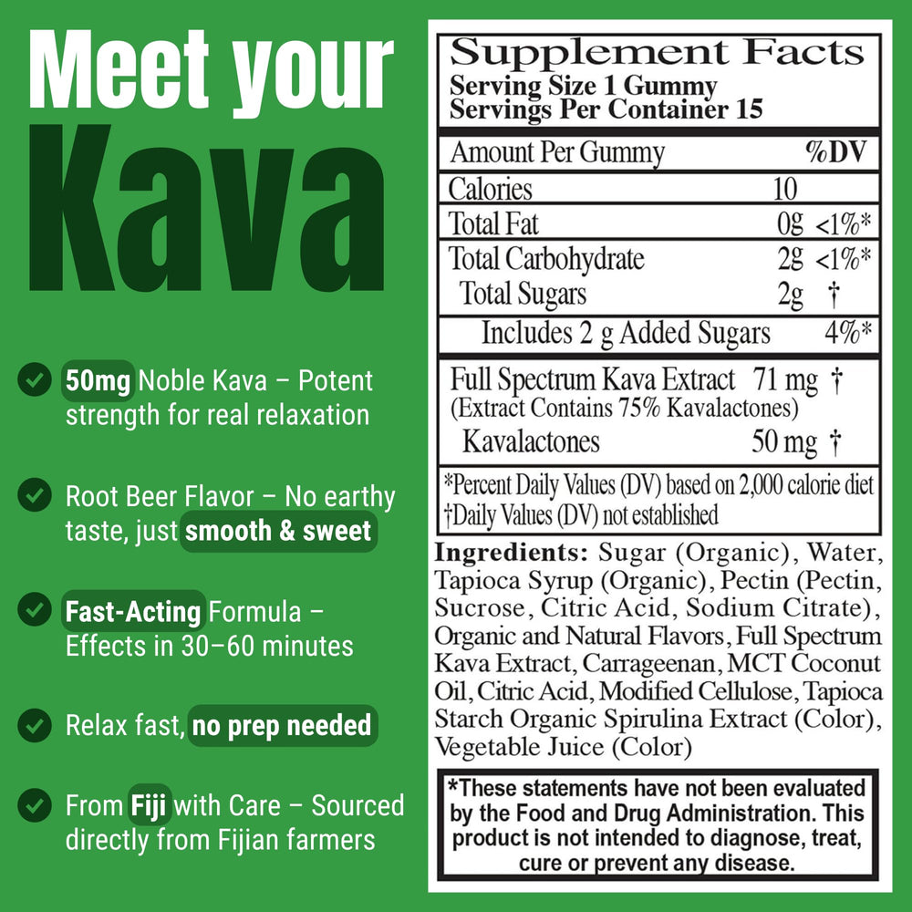 Close-up of Fiji noble kava root used in gummies