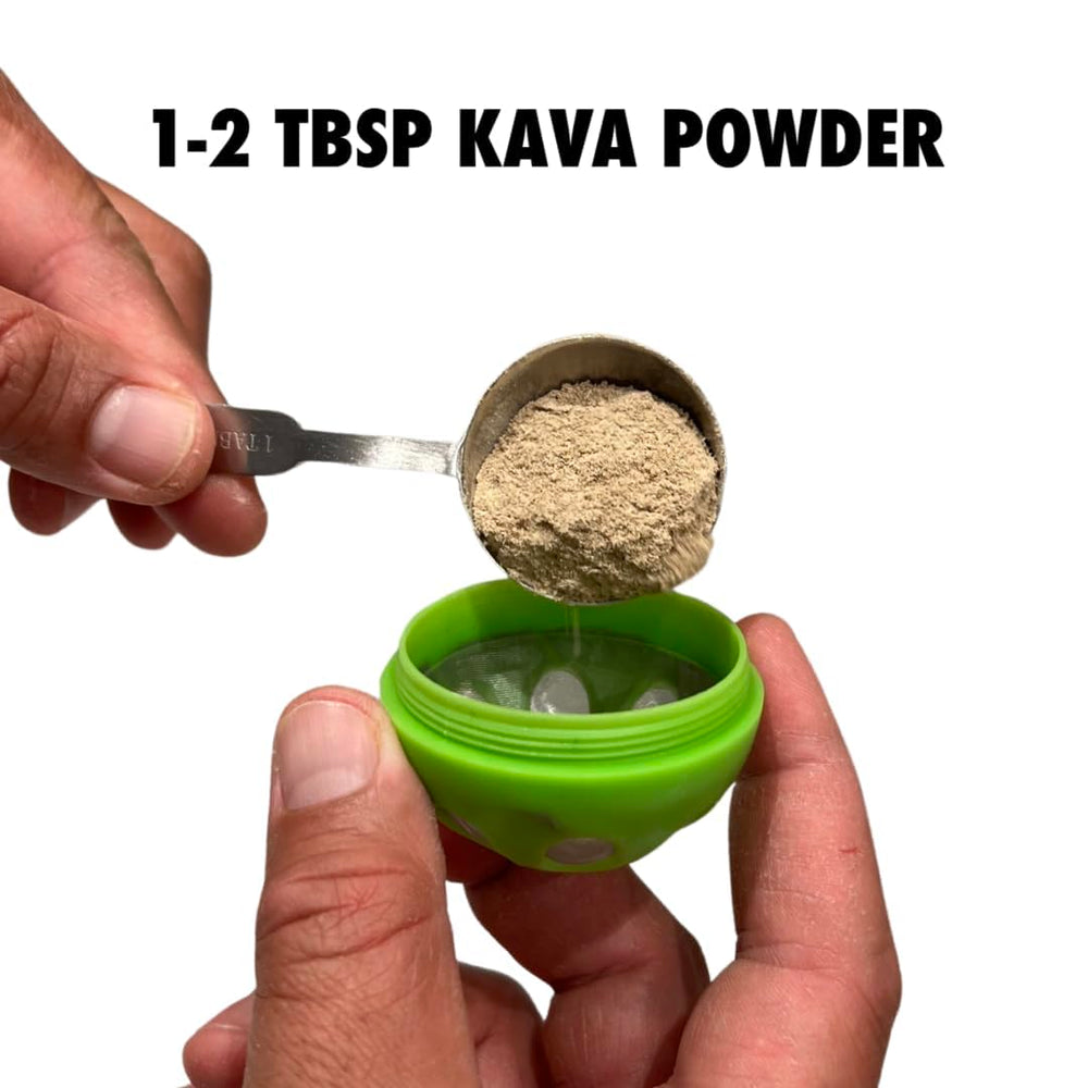 Kava powder loaded into the filter for brewing