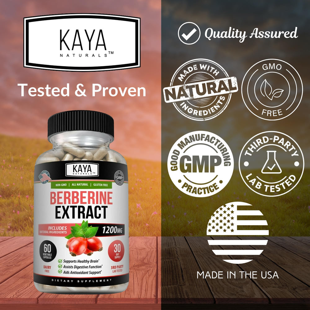 Ingredients panel for Kaya Naturals Berberine HCL Extract 1200mg