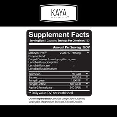 Kaya Naturals Digestive Enzymes label close-up