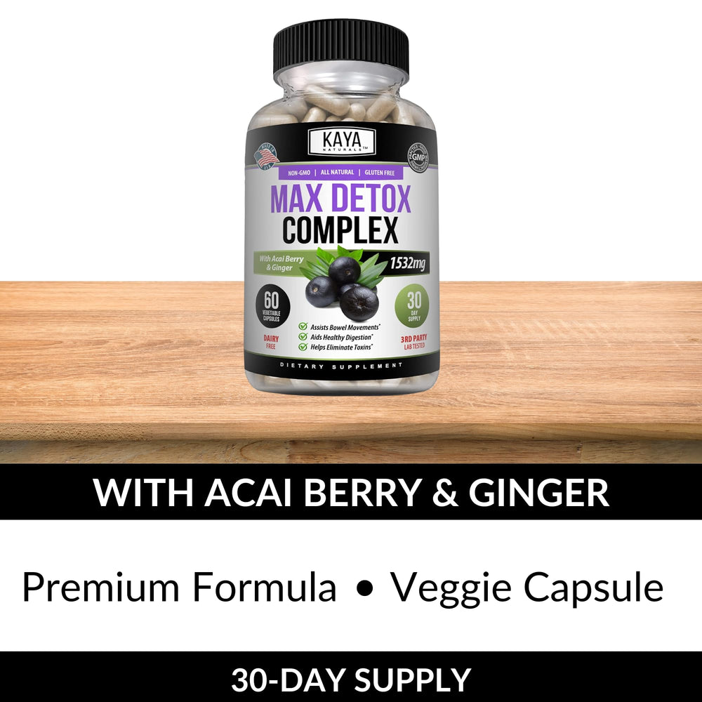 Kaya Naturals Max Detox bottle with serving scoop