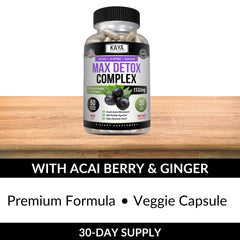 Kaya Naturals Max Detox bottle with serving scoop