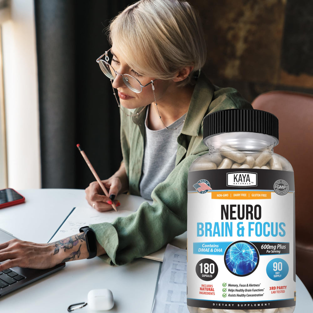Quality and purity labels on Kaya Naturals Neuro Brain packaging