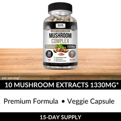 Reishi, Shiitake and Lion's Mane mushroom close-up