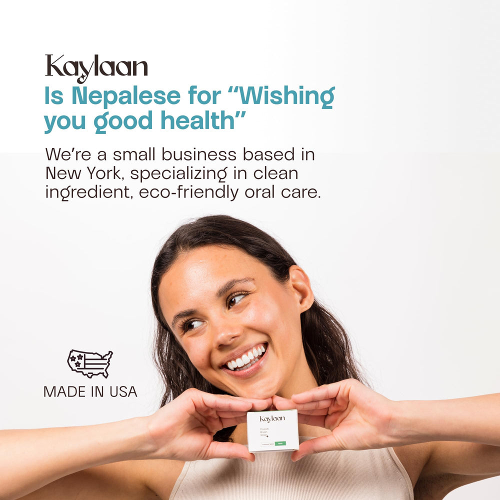 Made in USA label on Kaylaan Mouthwash Tablets package