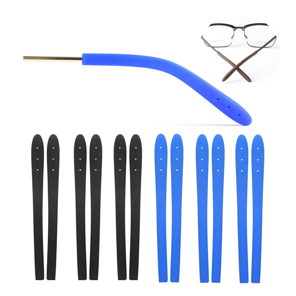 KECHIO temple tips in Black/Blue anti-slip for eyeglasses